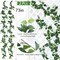 2 Strands Artificial Scindaps Vines Garland 73" Fake Vine with Silk Green Leaves Faux Hanging Plants Greenery Decoration for Bedroom Wall Party Wedding Apartment Room Decor (Scindapsus)